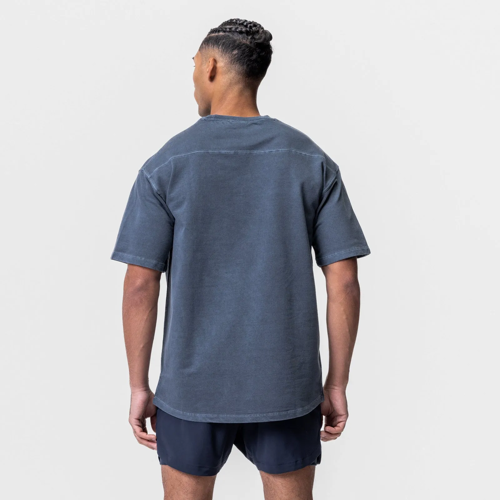 0602. Stone Washed Oversized Tee - Faded Navy