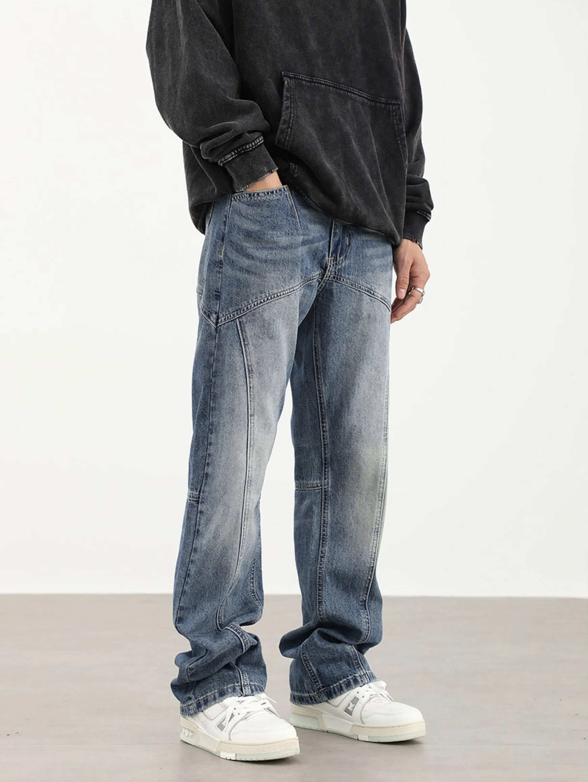 90s Front-Seam Loose-Fit Straight-Leg Jeans