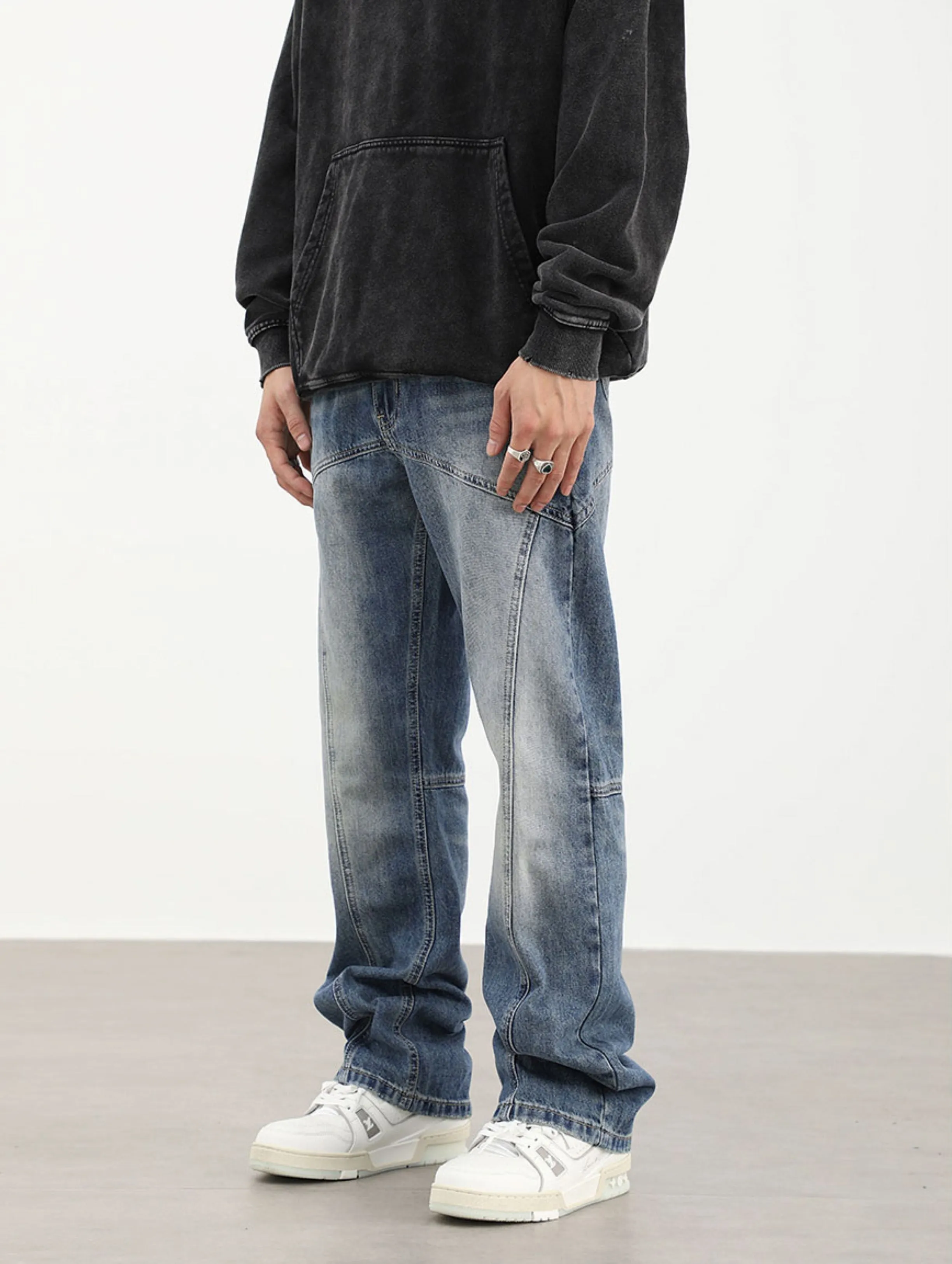 90s Front-Seam Loose-Fit Straight-Leg Jeans