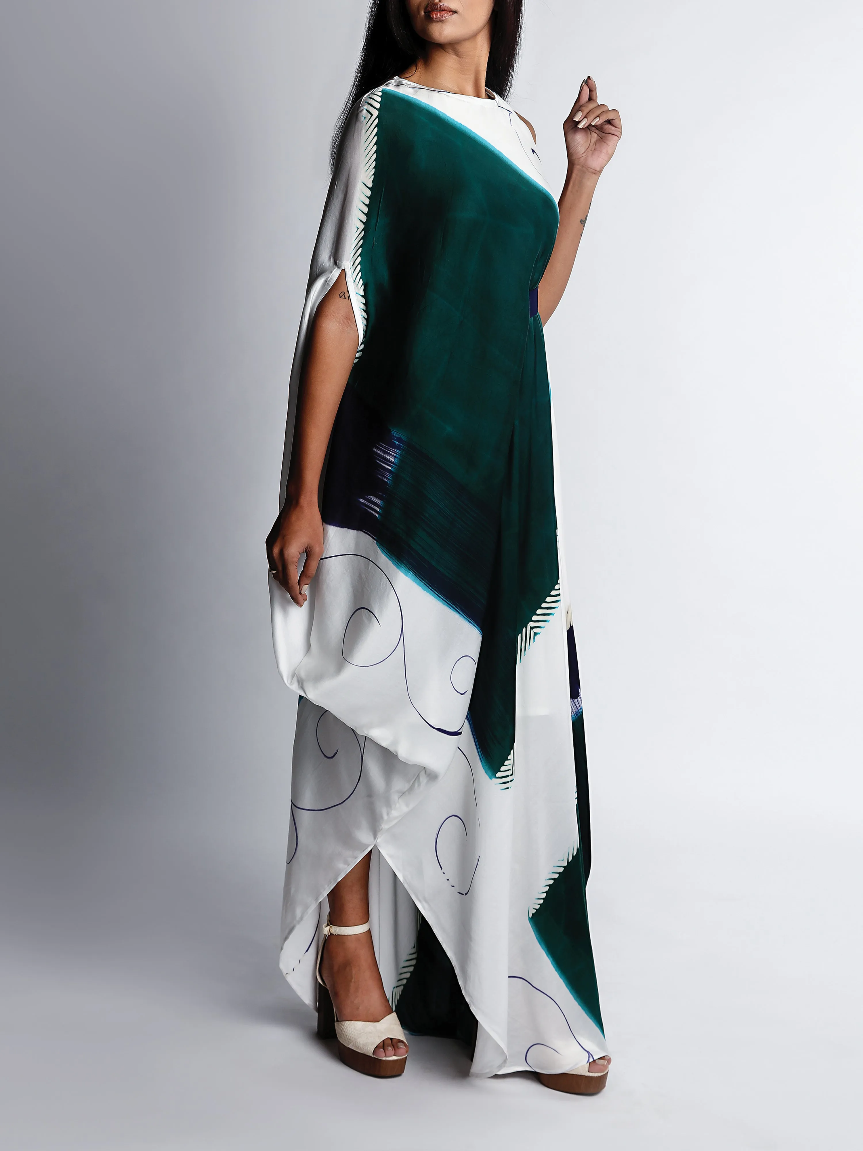 Abstract Printed Sleeveless Drape