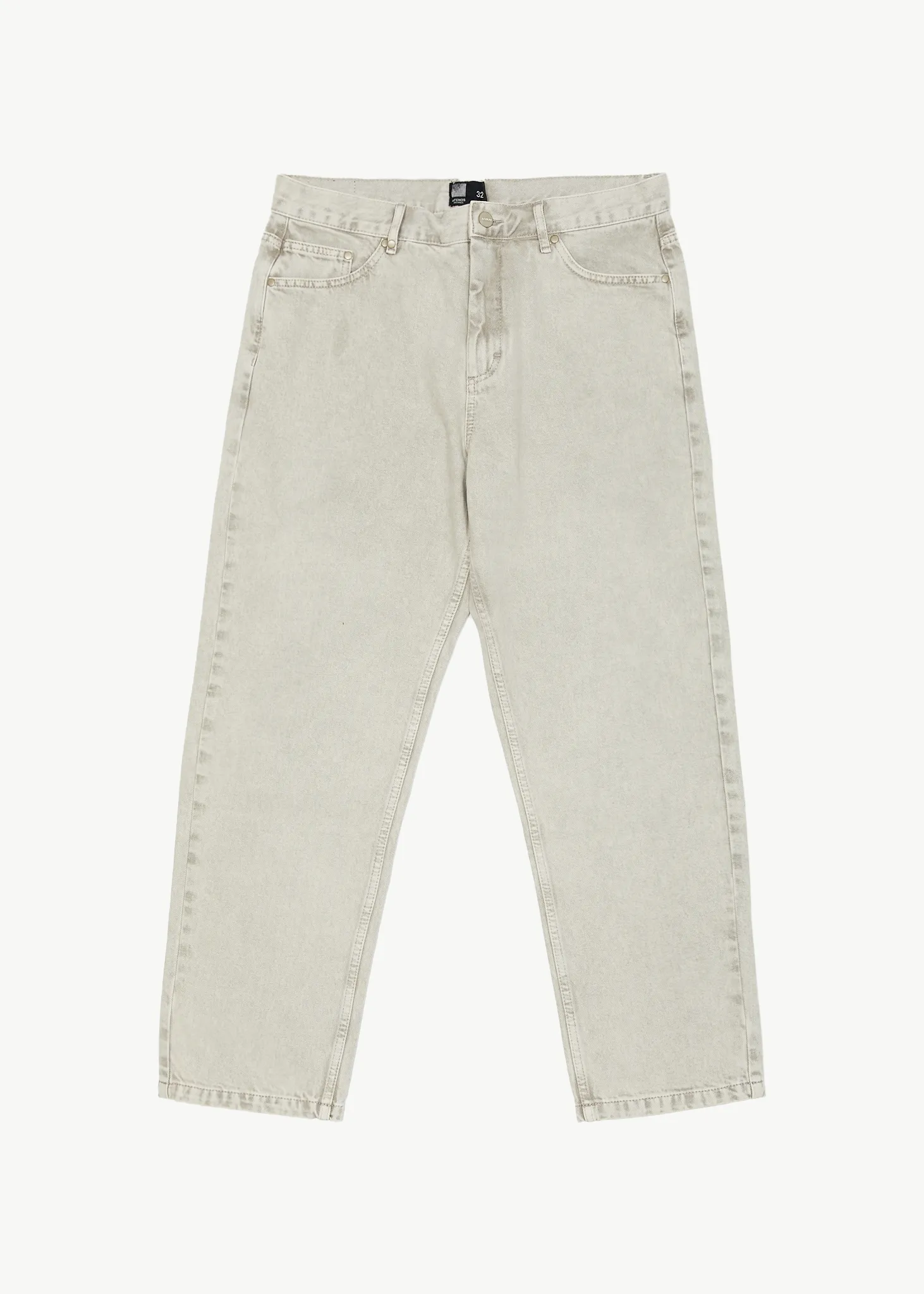 AFENDS Mens Ninety Twos - Denim Relaxed Jeans - Faded Cement