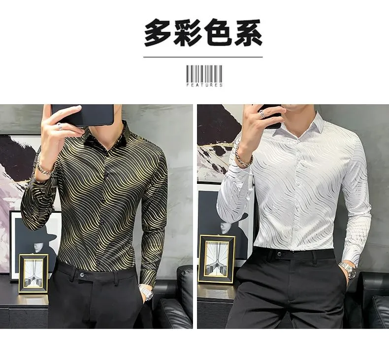 All Match Long Sleeve Formal Wear Zebra Striped Shirts for Men