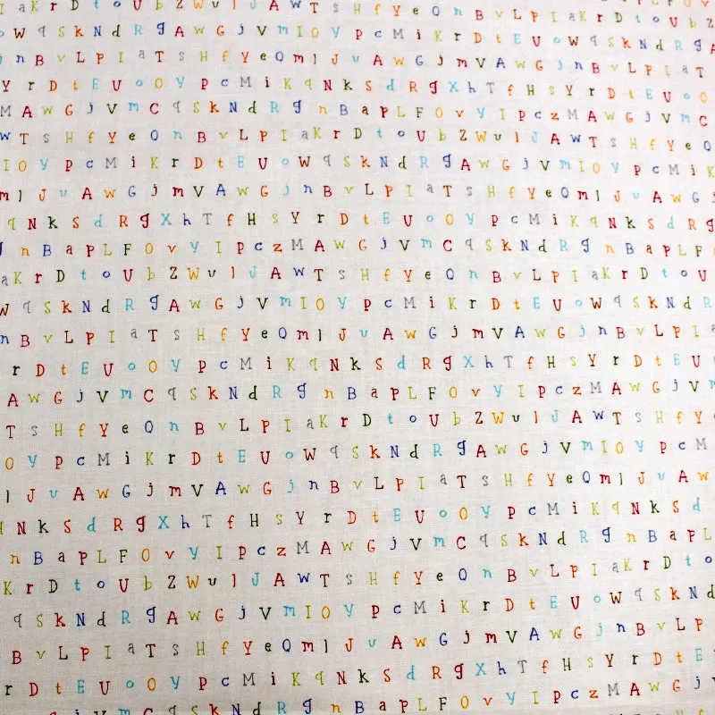 Alphabet Printed Cotton - Cream