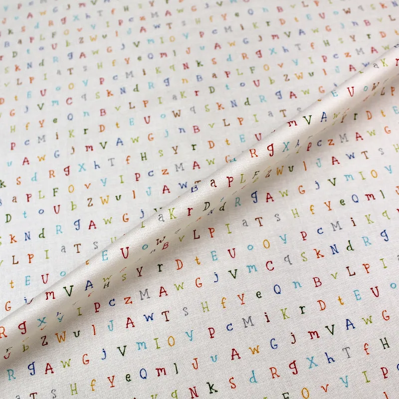 Alphabet Printed Cotton - Cream