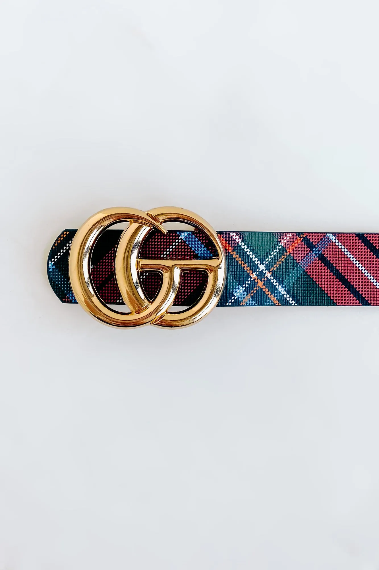 Always Noticed Plaid Faux Leather Belt (Plaid)