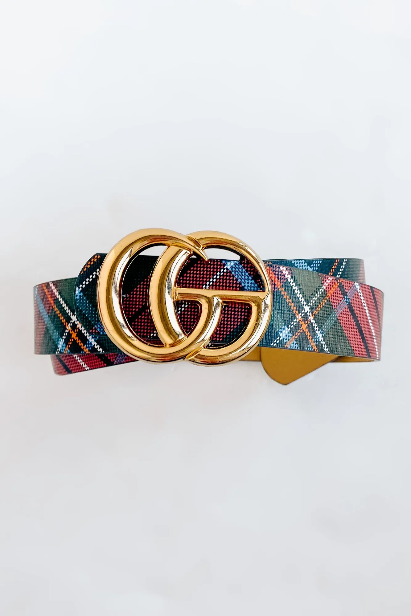 Always Noticed Plaid Faux Leather Belt (Plaid)