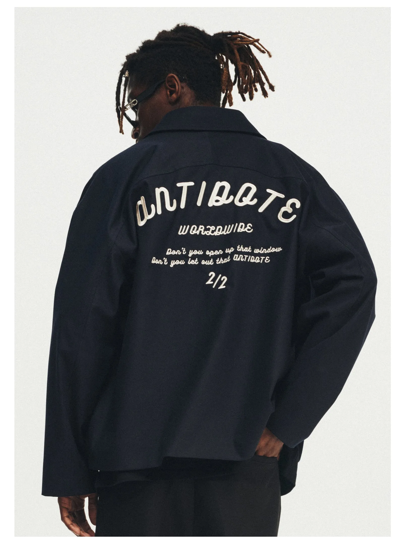 ANTIDOTE Letter Logo Embroidered Loose Jacket