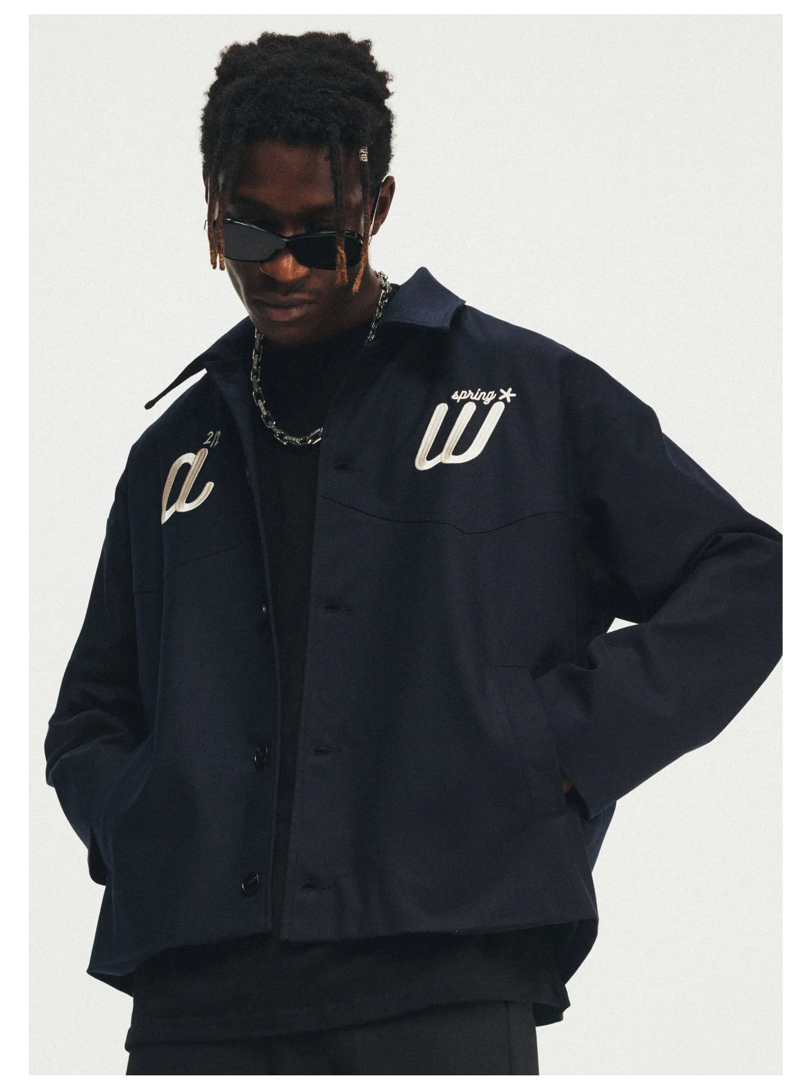 ANTIDOTE Letter Logo Embroidered Loose Jacket