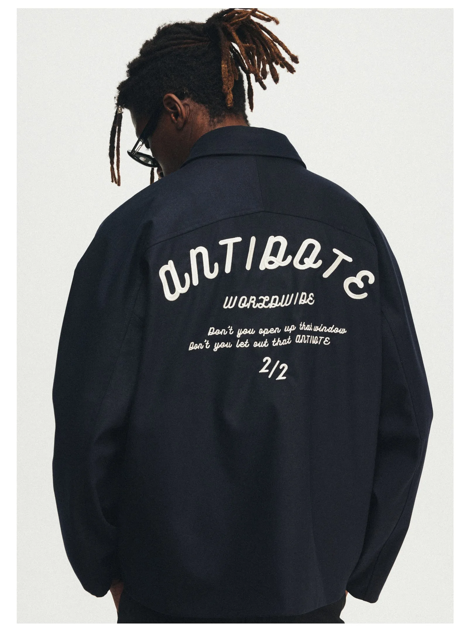 ANTIDOTE Letter Logo Embroidered Loose Jacket