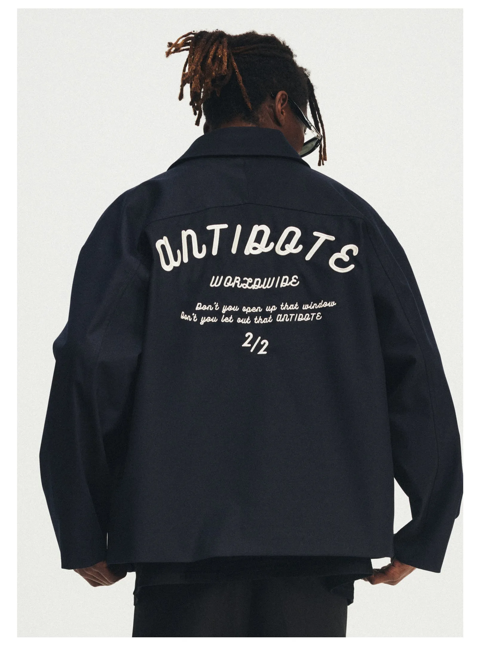 ANTIDOTE Letter Logo Embroidered Loose Jacket