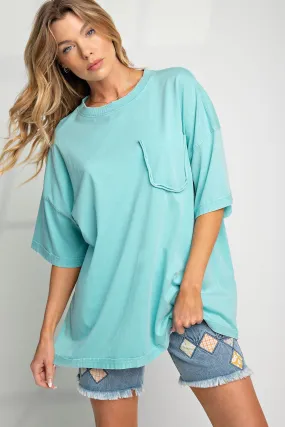 Aqua Faded Wash Short Sleeve Top