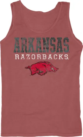 Arkansas Razorbacks Blue 84 Faded Red 100% Cotton Sleeveless Tank Top