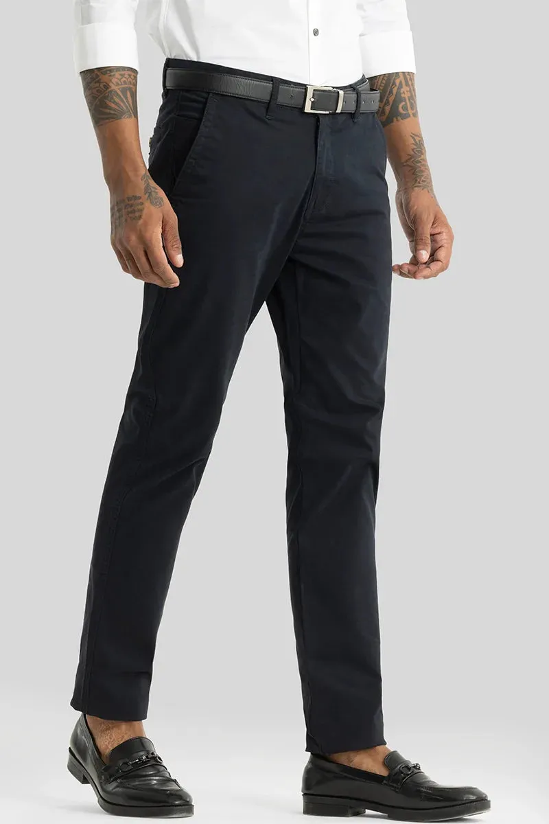 Astral Navy Plain Slim Fit Chinos