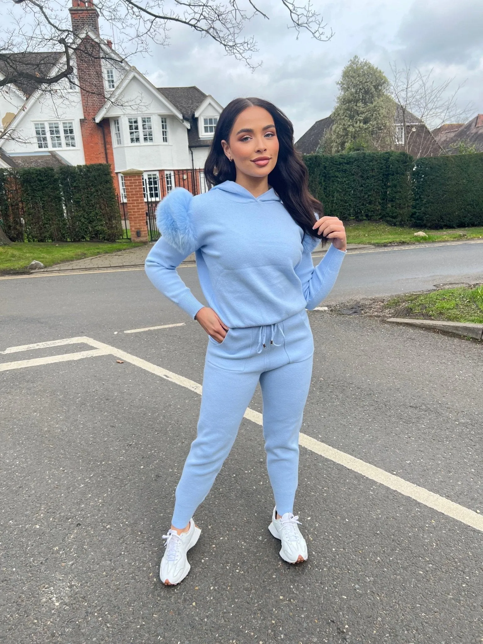 Baby Blue Luxury Fur Tracksuit