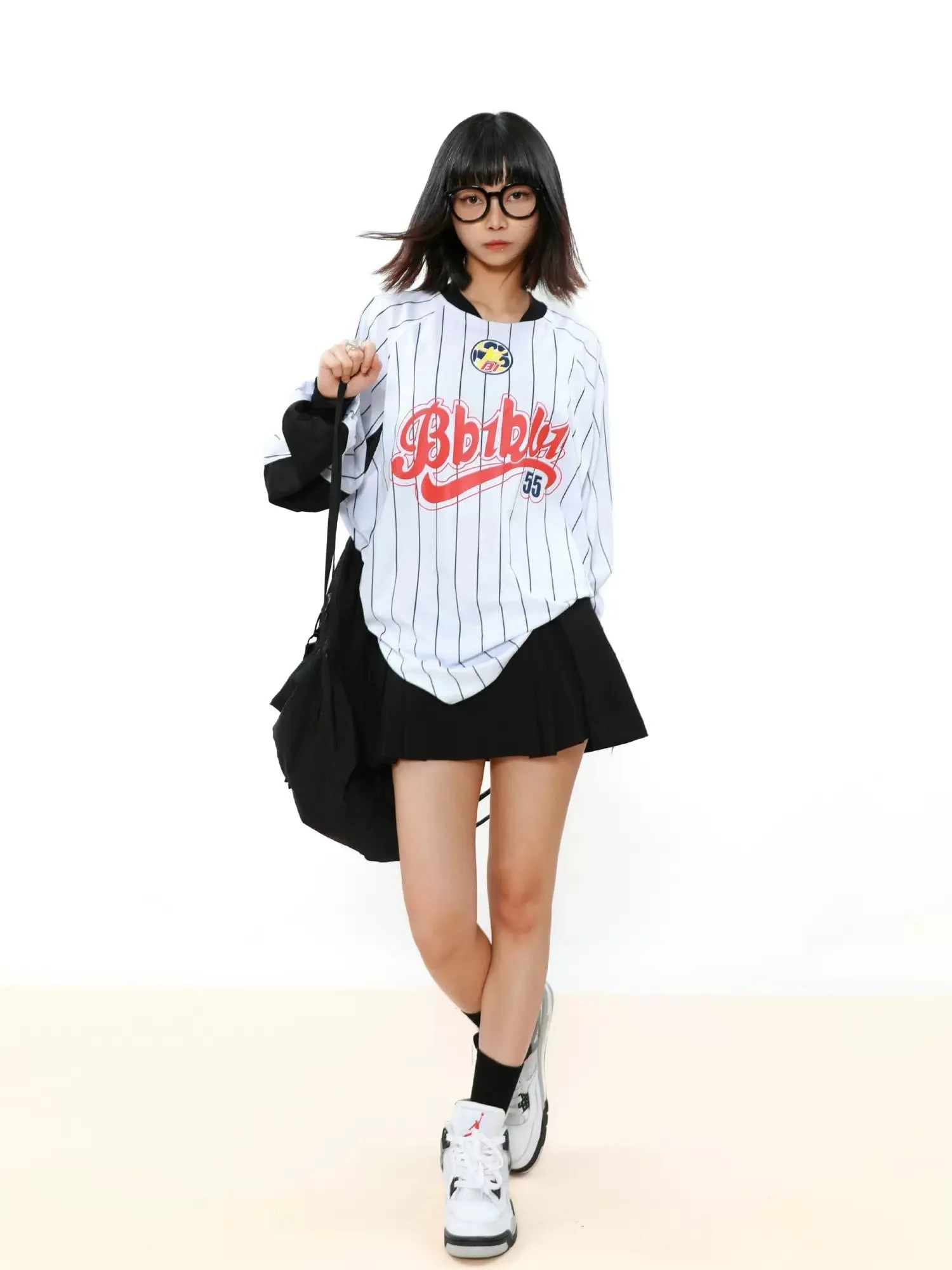 Baseball Style Loose Crewneck