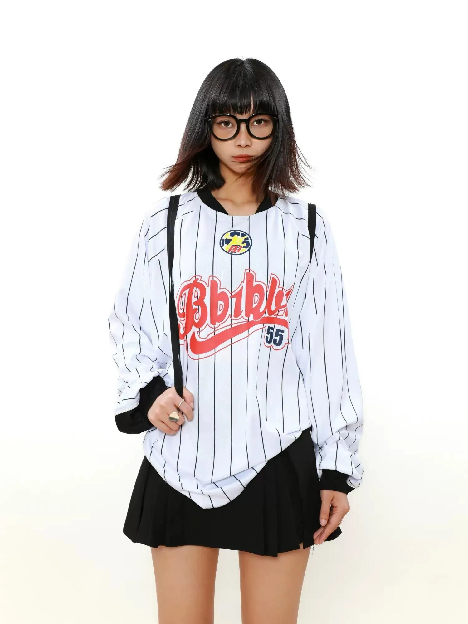 Baseball Style Loose Crewneck