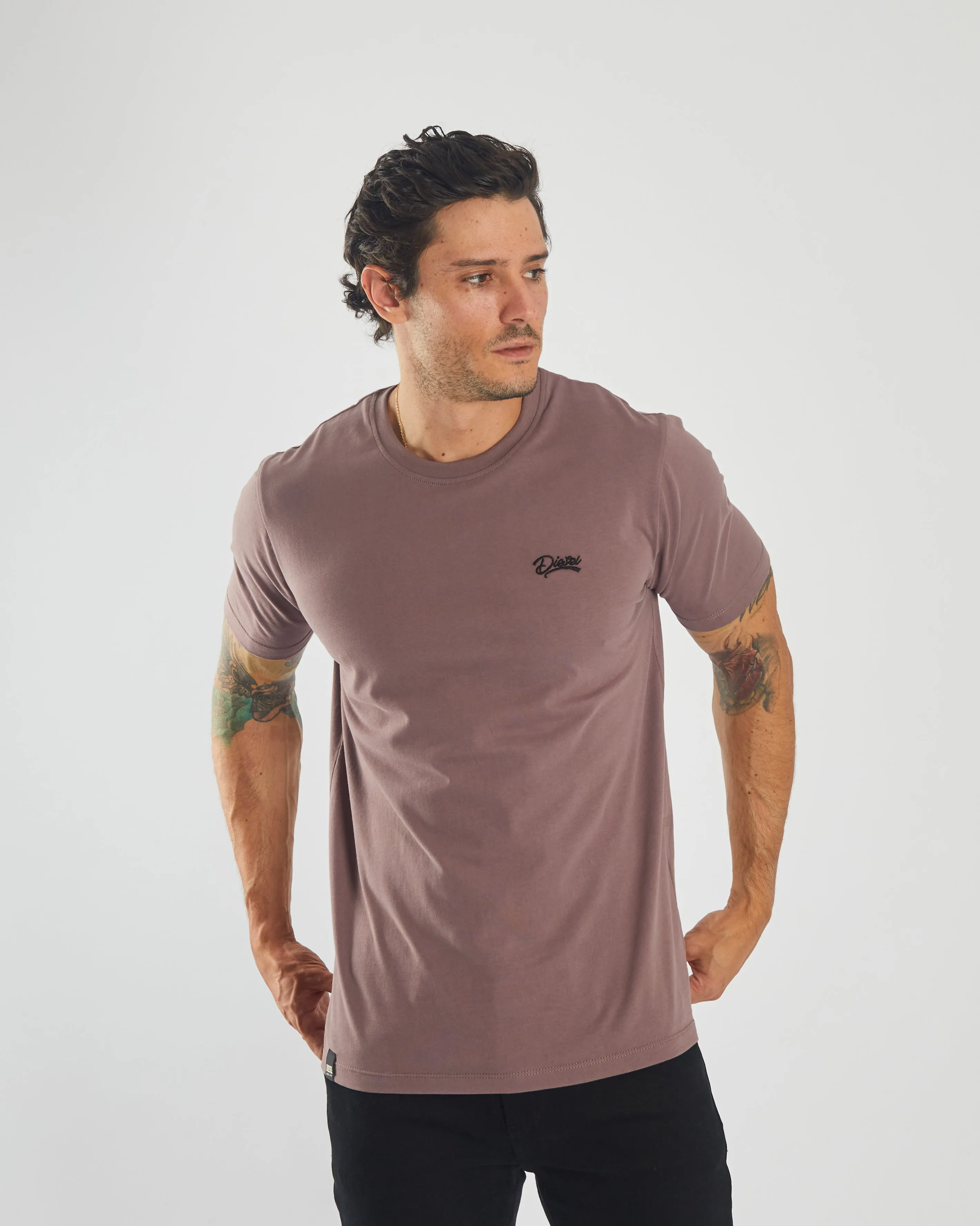 Basic Caden O Neck Tee Faded Plum