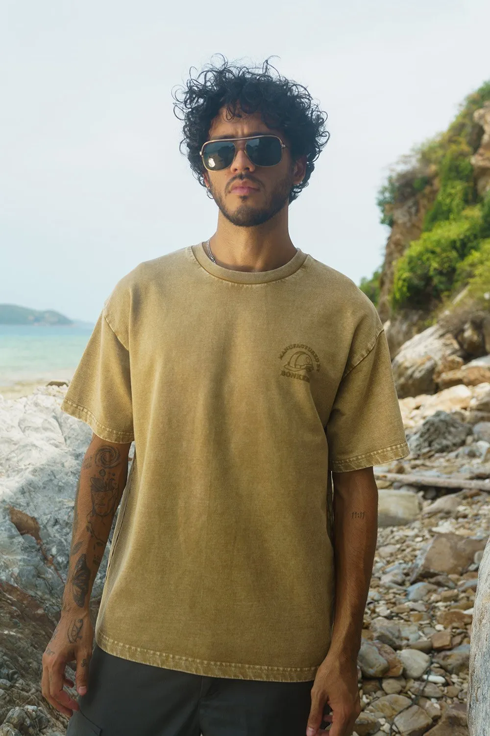 Beige Premium Heavyweight Faded Oversized T-shirt