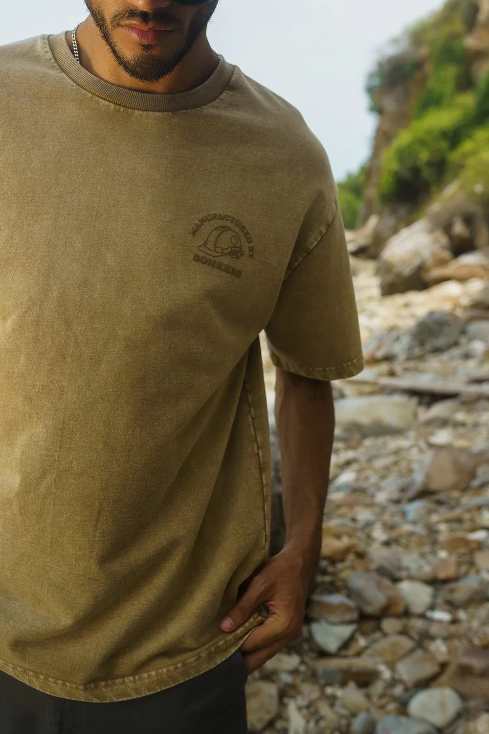 Beige Premium Heavyweight Faded Oversized T-shirt