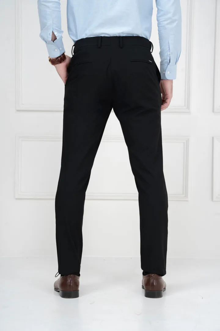 Black Slim Fit Stretch Formal Pants