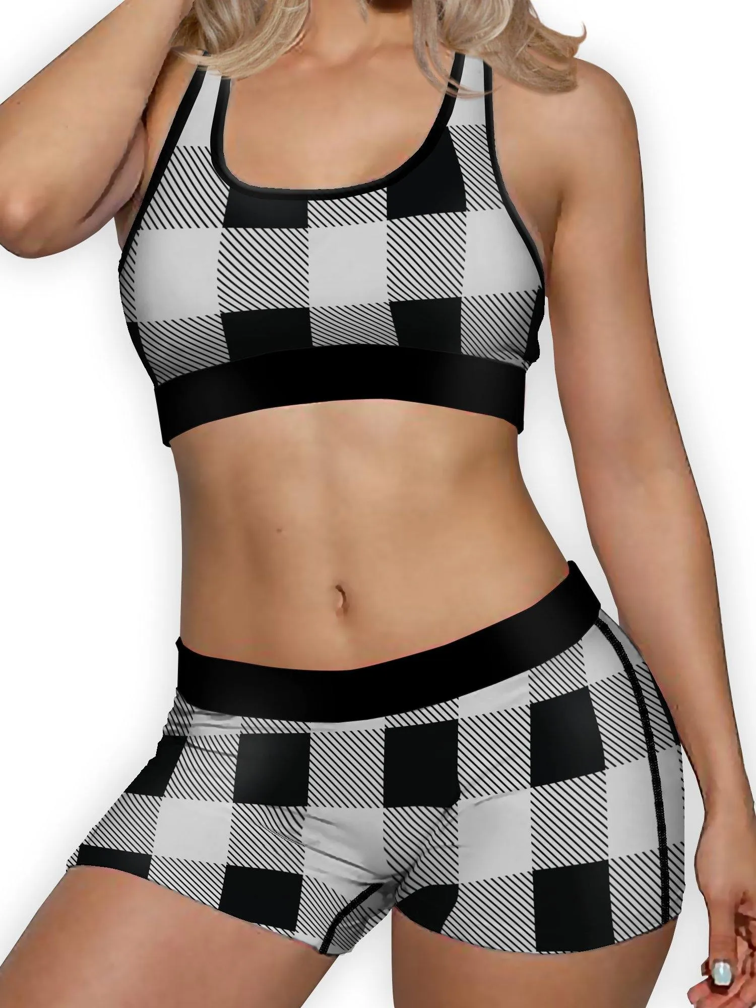 Black White Plaid Boy Short