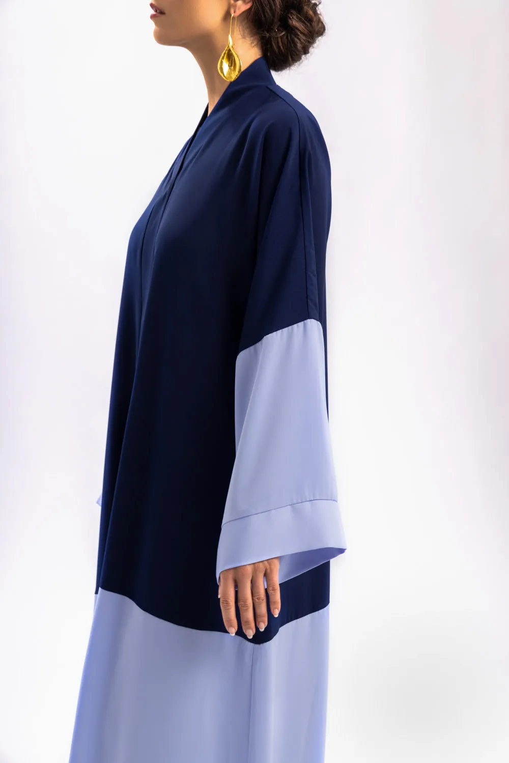 Blue Plain Open Abaya