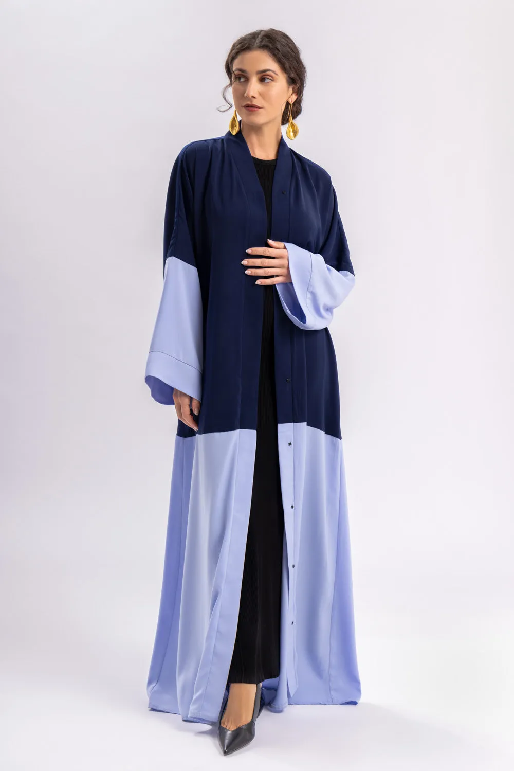 Blue Plain Open Abaya