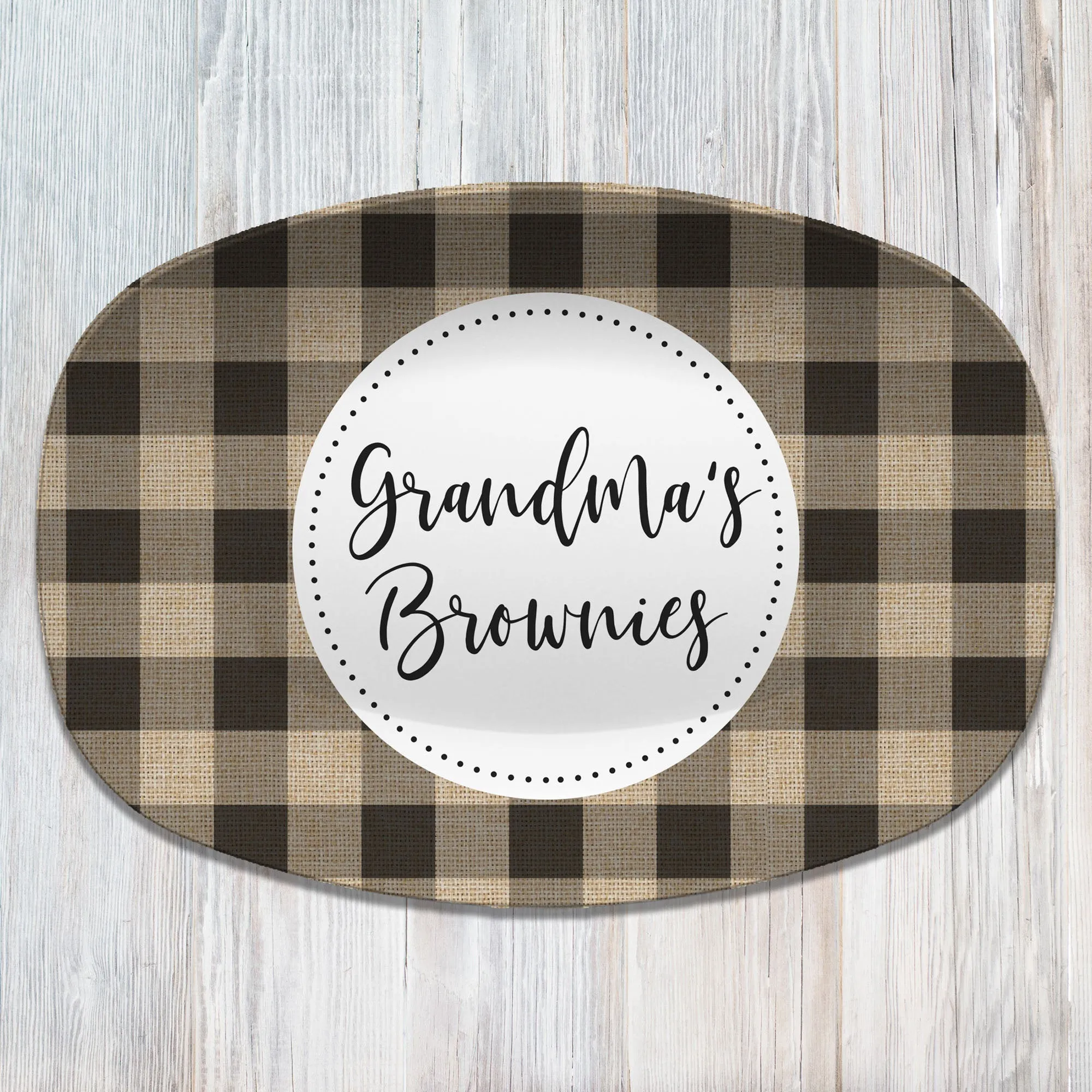 Burlap Plaid Personalized Platters