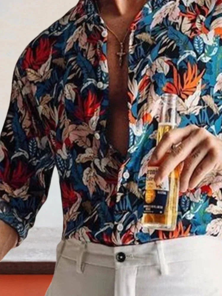 Business Loose Long-sleeved Printed Shirt