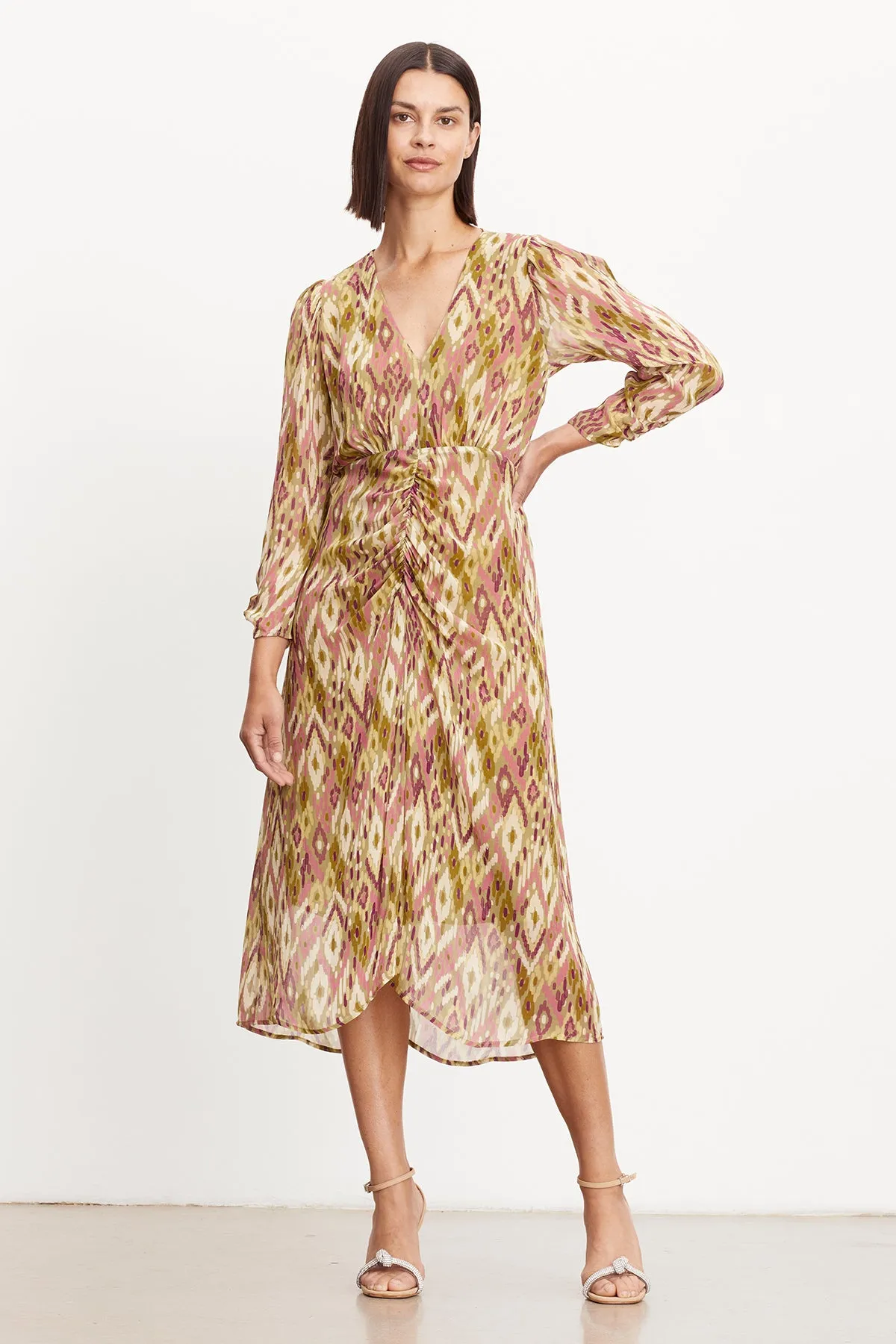 CAILEY PRINTED RUCHED DRESS