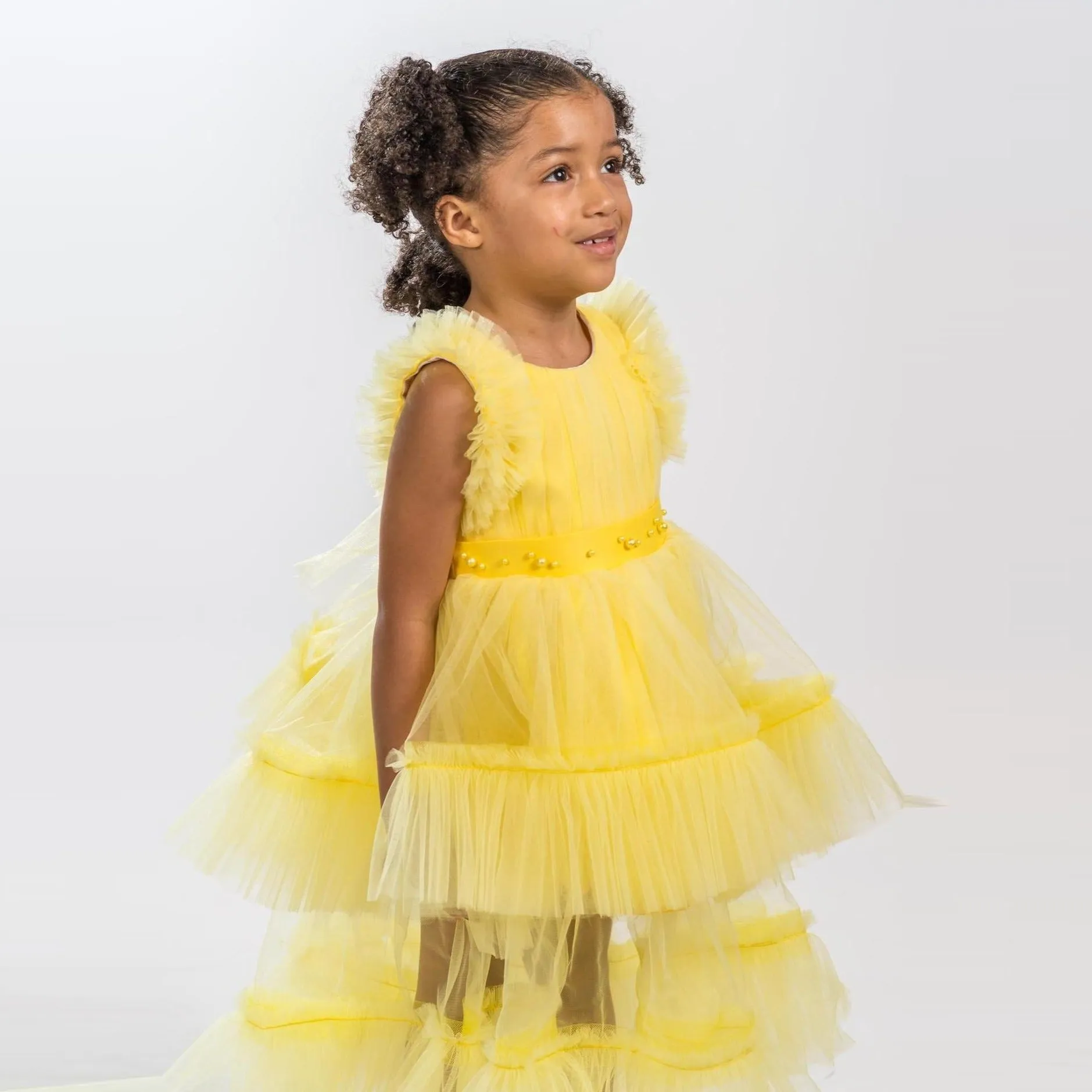 Canary Yellow Girls Formal Dress