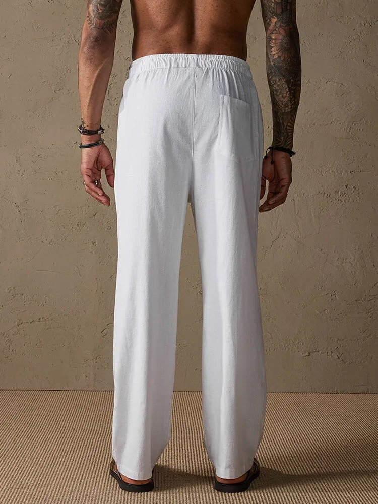 Casual Loose Fit Cotton Linen Straight Pants