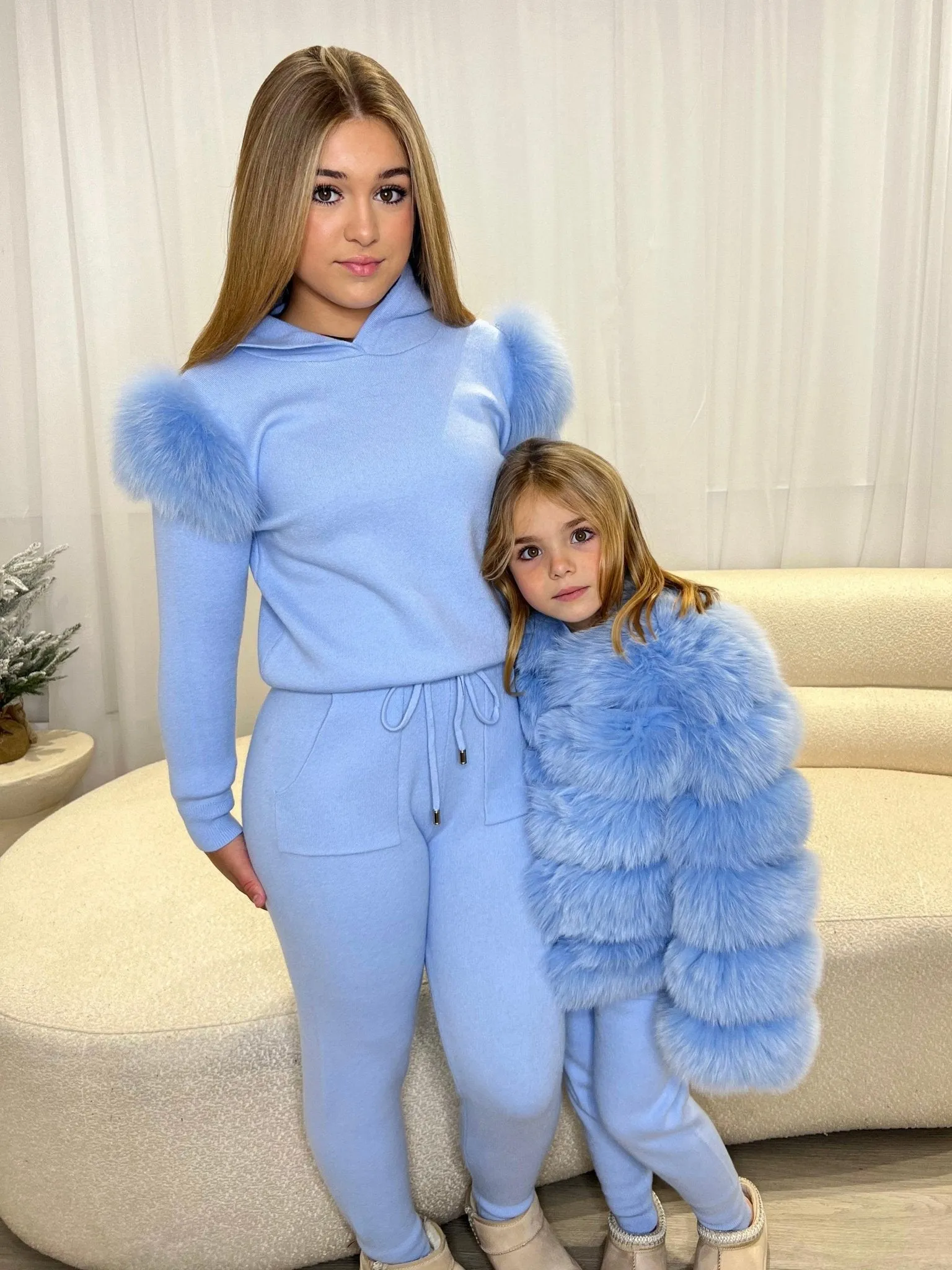 Childrens Baby Blue Luxury Fur Tracksuit