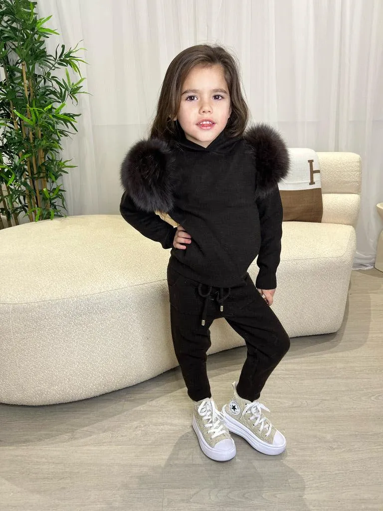 Childrens Chocolate Luxury Fur Tracksuit