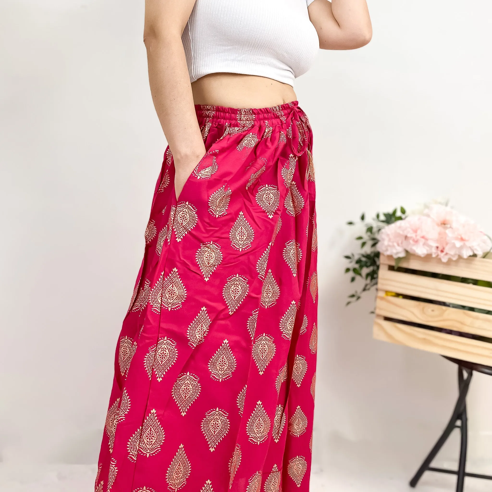 Cotton Long Printed Skirt