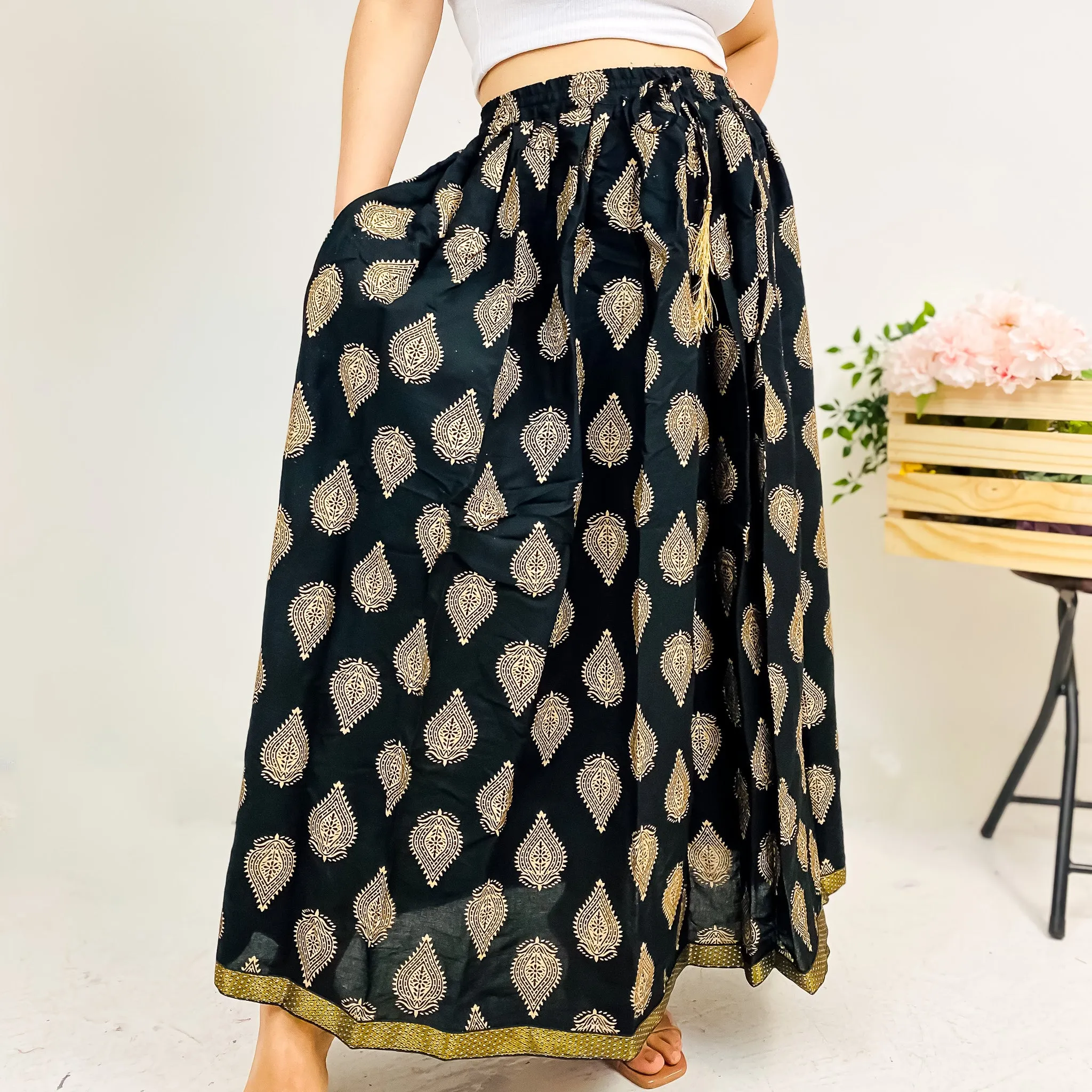 Cotton Long Printed Skirt