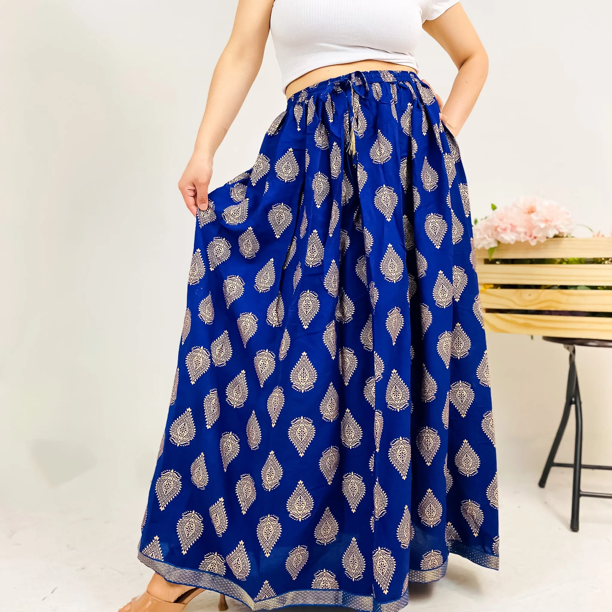 Cotton Long Printed Skirt