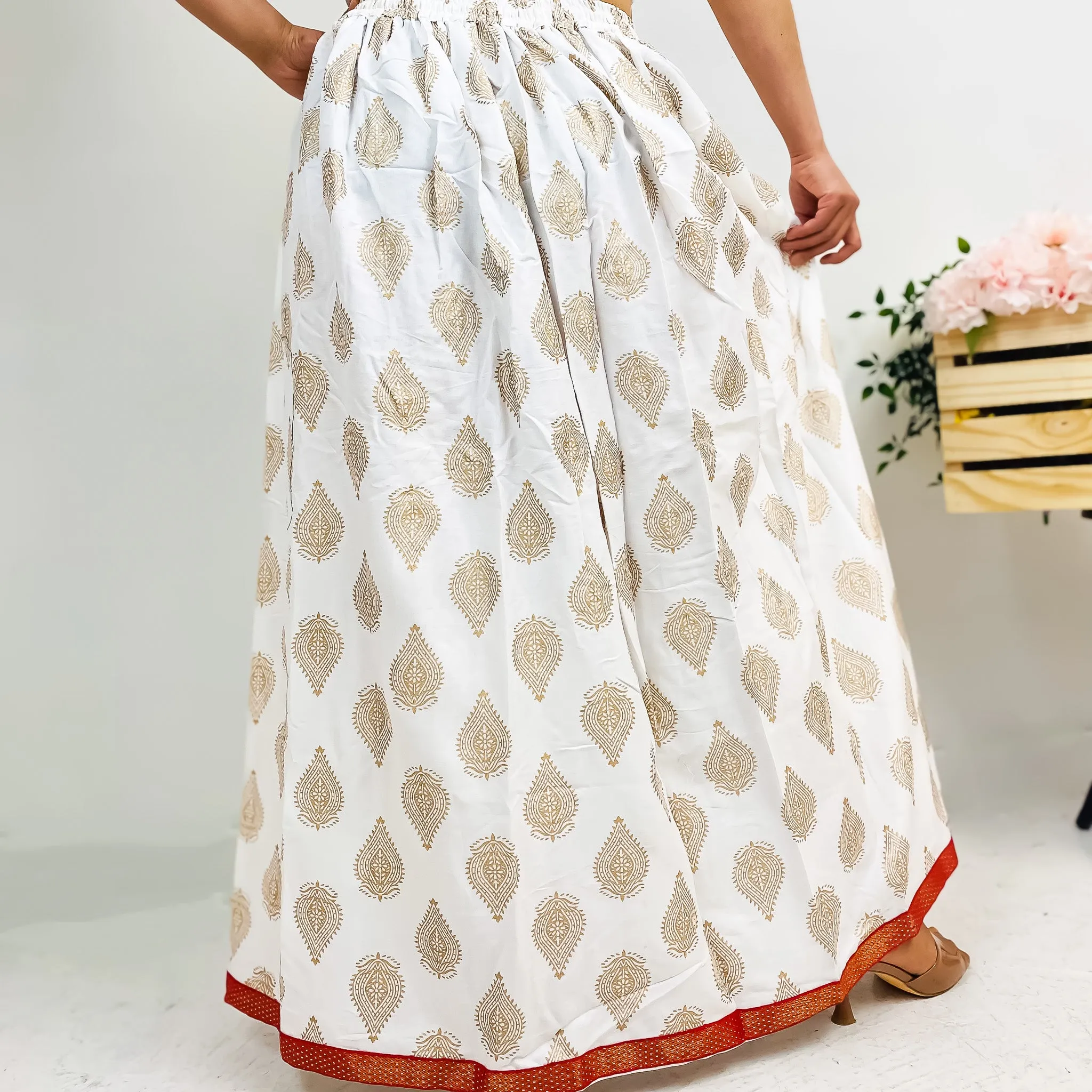 Cotton Long Printed Skirt