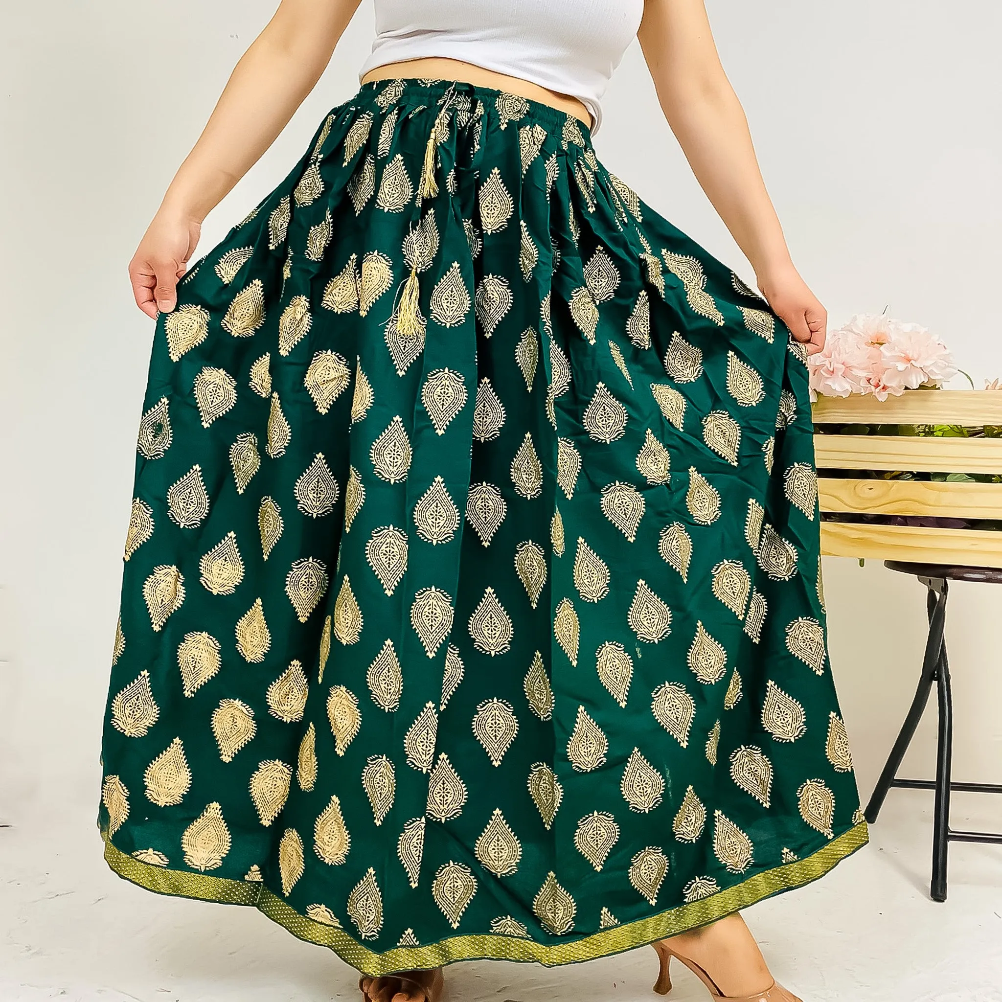 Cotton Long Printed Skirt