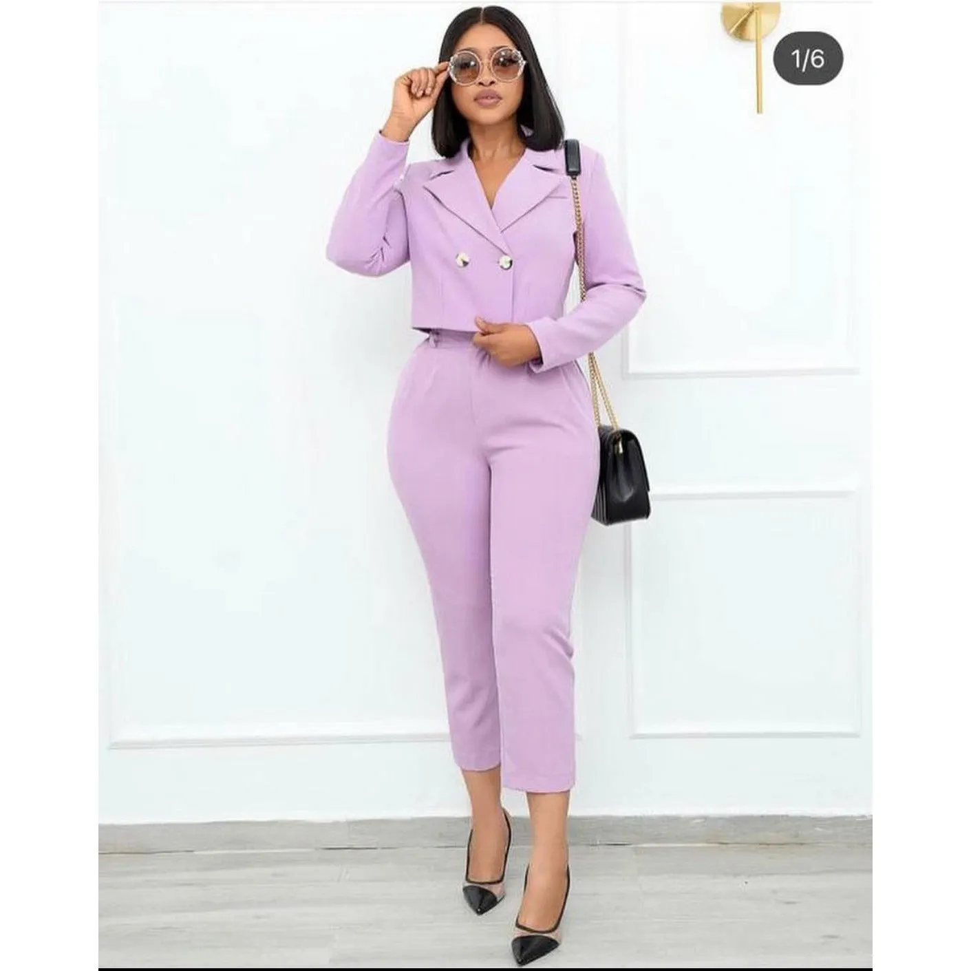 Crop Blazer and Pants Formal Suits