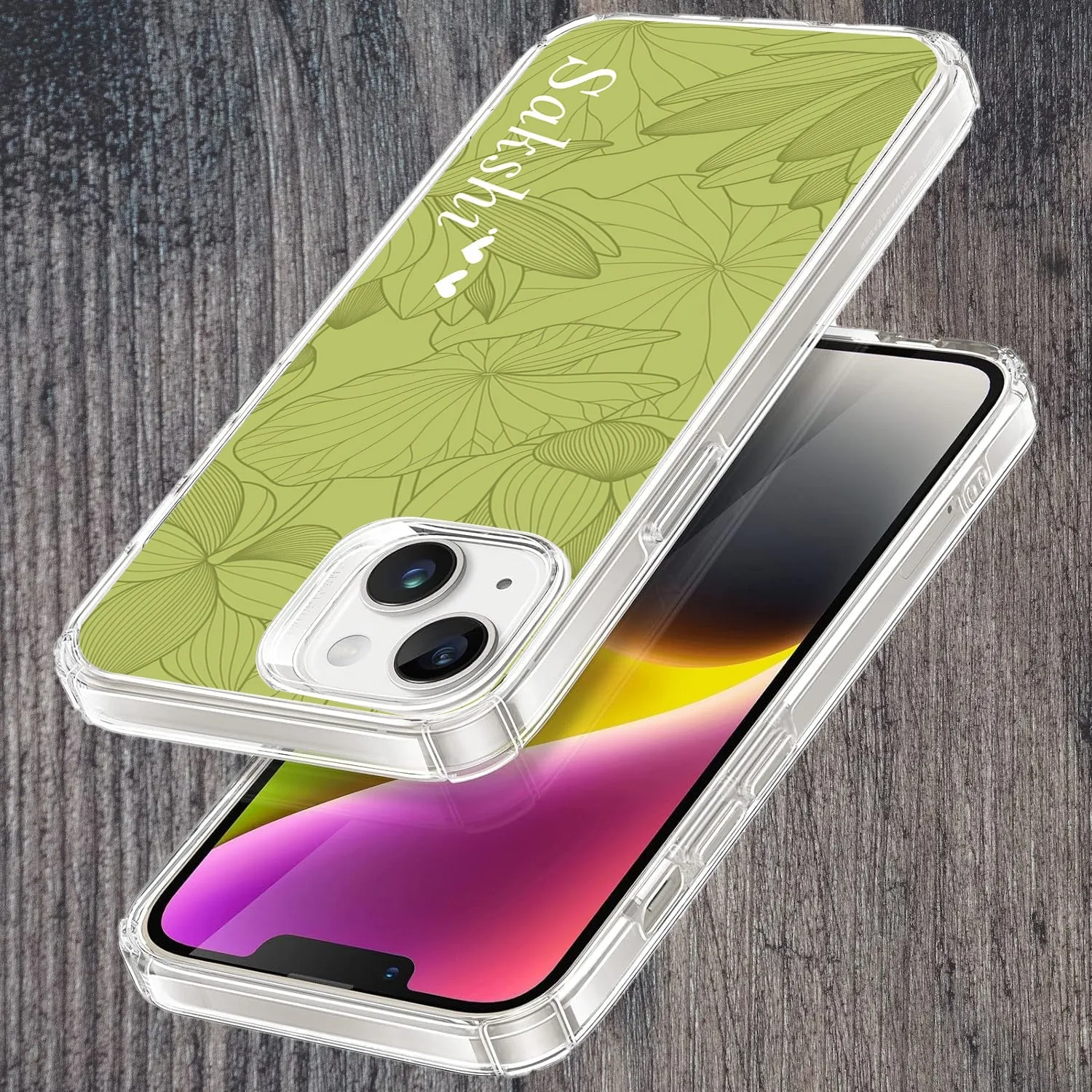 Customized luxury Mint Green leaves Transparent Silicon Case For Motorola