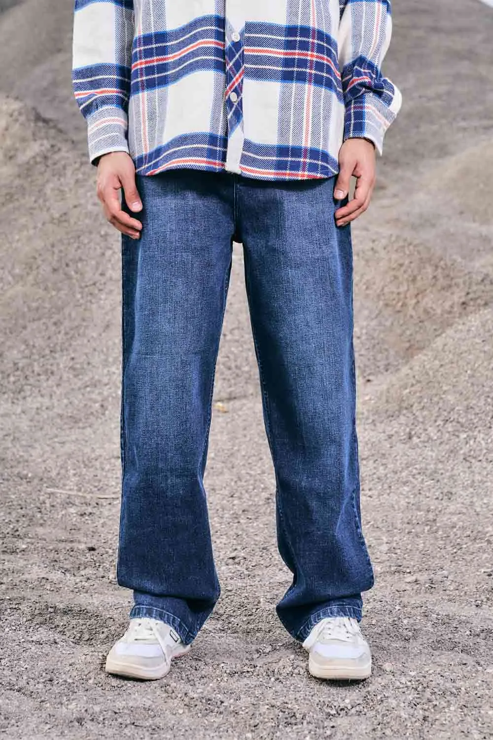 Deep Blue Faded Straight Fit Jeans