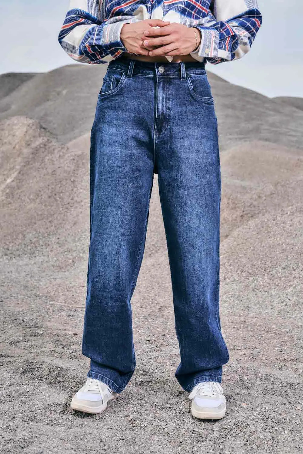 Deep Blue Faded Straight Fit Jeans