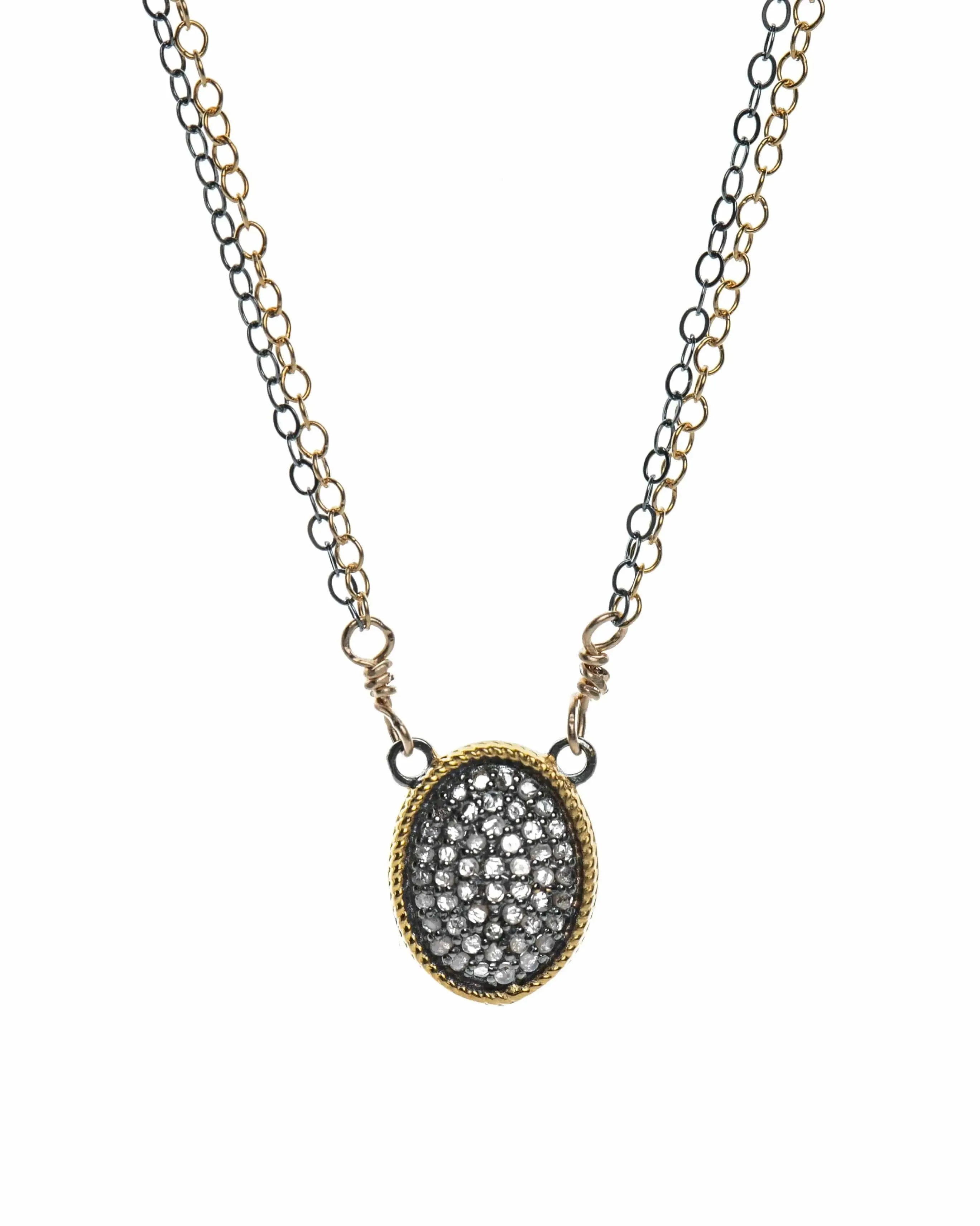 Diamond Pave Oval Necklace