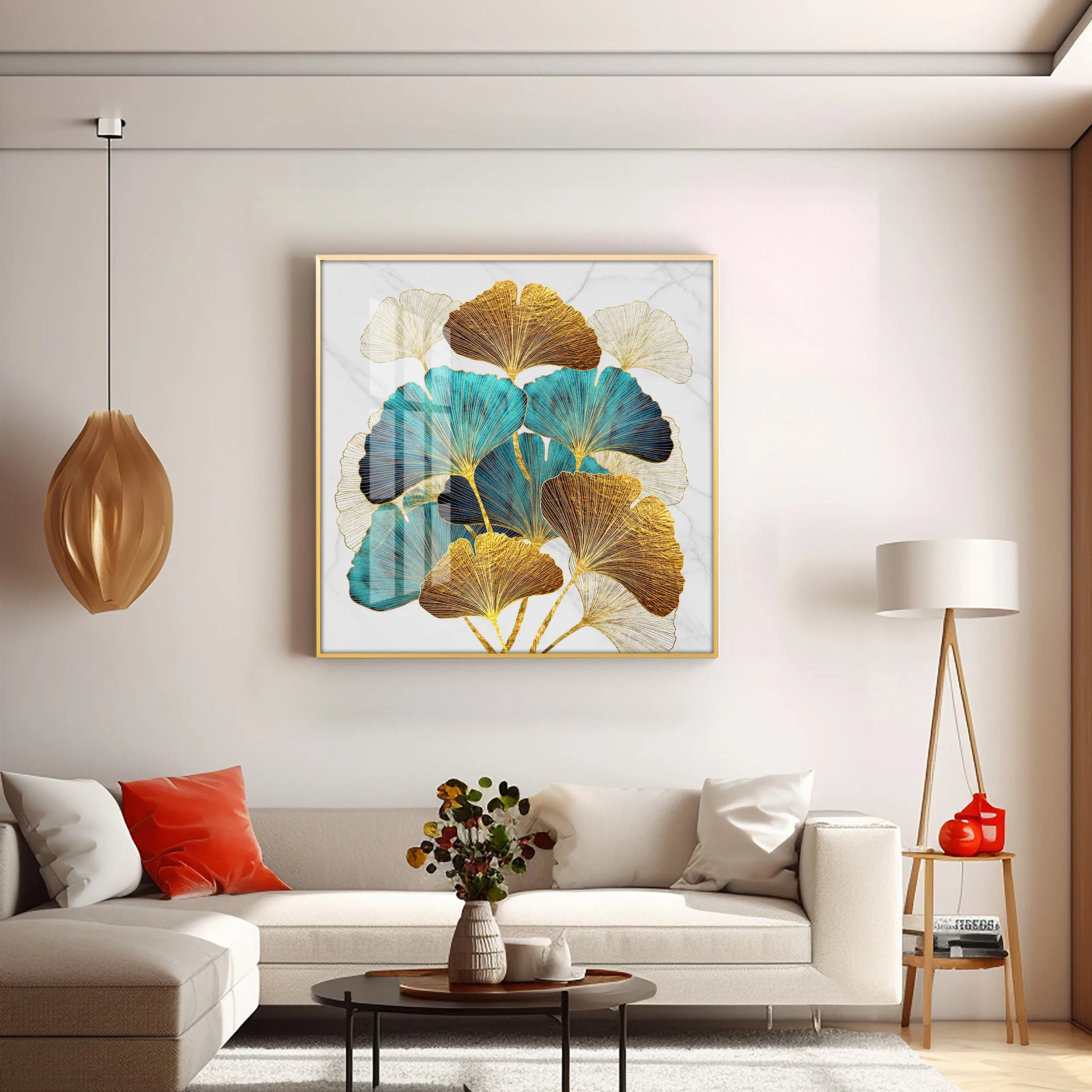 DIY Ginkgo Biloba Luxury Crystal Square Wall Art