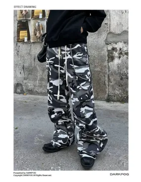 Drawstring Loose Camo Cargo Pants