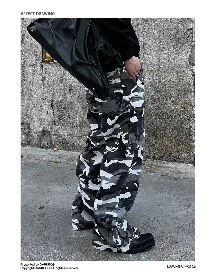 Drawstring Loose Camo Cargo Pants