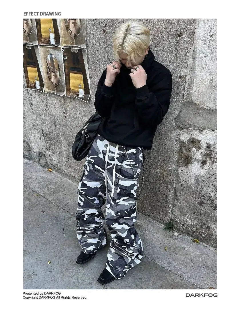 Drawstring Loose Camo Cargo Pants