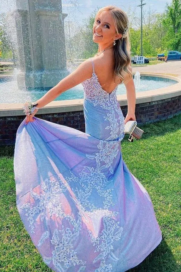 Elegant Mermaid Lace Spaghetti Straps Prom Dress Formal Evening Gowns SH736