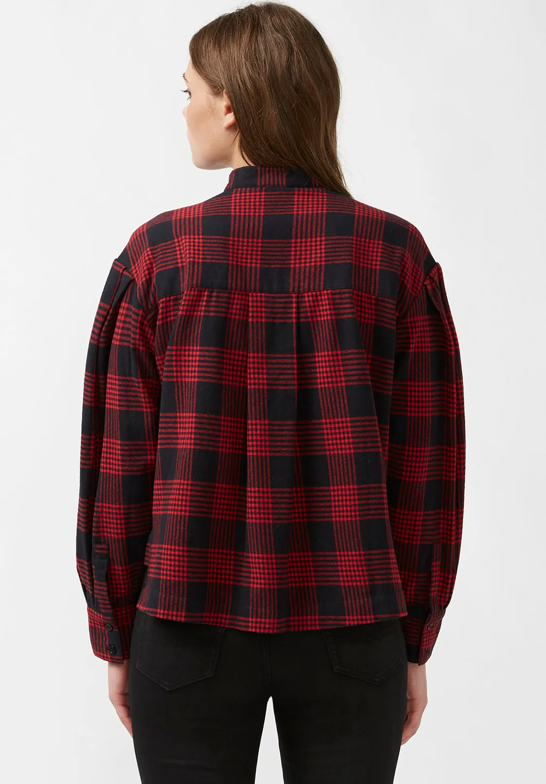 Ellera Women's Long-sleeve Shirt in Black and Red Plaid - WT0069F